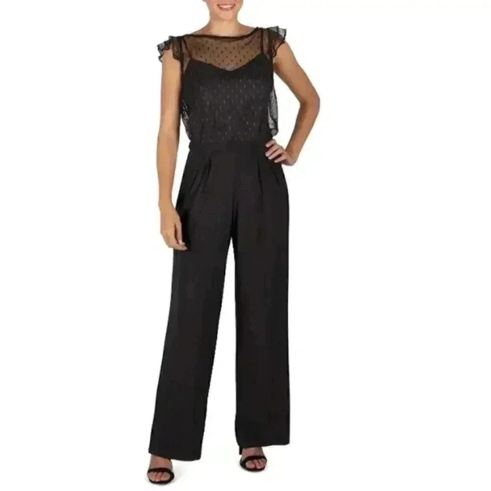 Julia Jordan Illusion Blouson‎ Jumpsuit Black